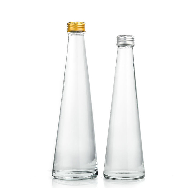 250毫升330ml透明锥形玻璃水果冰水瓶带铝制盖