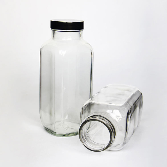 方玻璃牛奶汁瓶带塑料盖